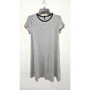 Mossimo Heather Grey Ringer T Shirt Mini Dress Black Contrast Trim Womens S